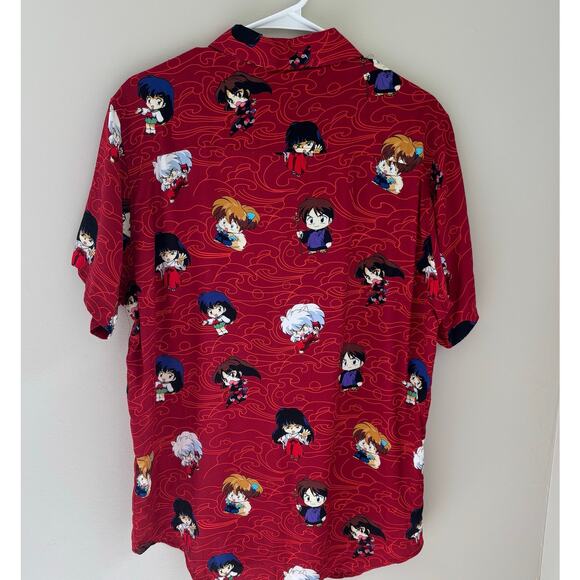Hot Topic InuYasha Chibi Toss Anime All Over Print Button Up Size Large - Picture 6 of 6